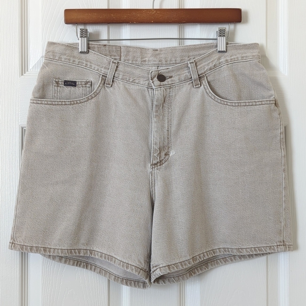 Riders 90's Vintage Classic High Waisted Relaxed Fit Denim Jean Shorts Beige 34 - Picture 1 of 13